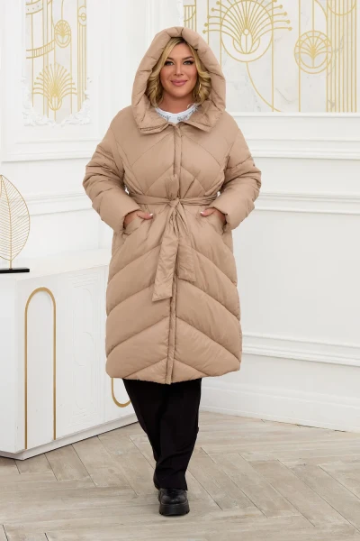 Пуховик K-1498V бежевый